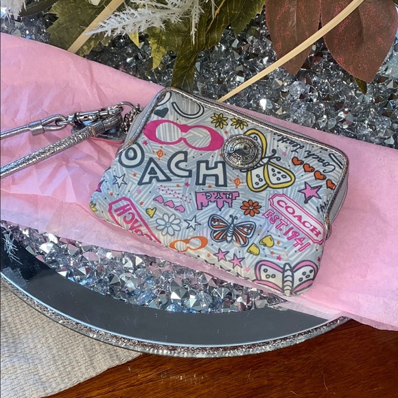 Coach Handbags - Coach Poppy Multicolor Graphic Wristlet